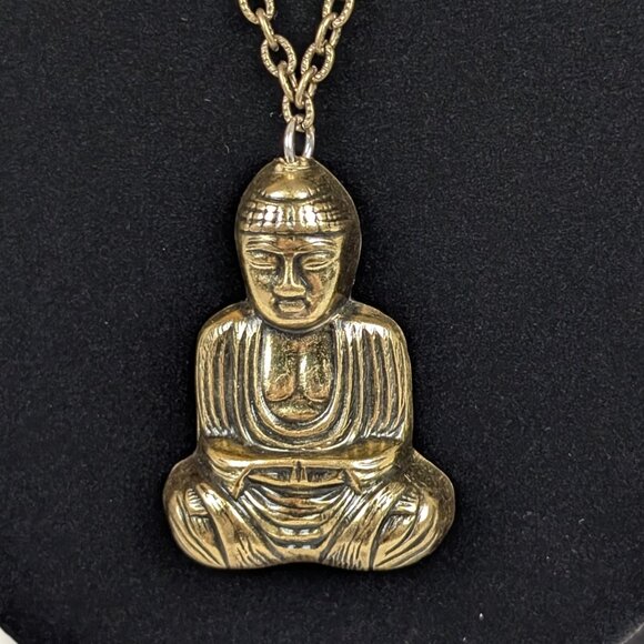 V. Stamped Metal Buddha Pendant Necklace - Picture 3 of 6